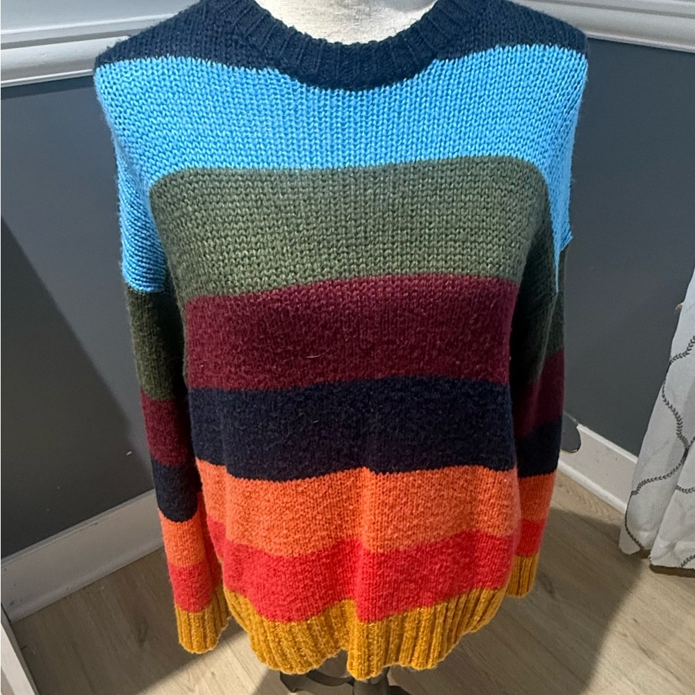 Urban Outfitters Rainbow Colorblock Striped Mid-Weight Knit Pullover Size S-P
